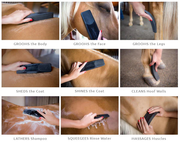 StripHair 6-in-1 Shedding Grooming Massage Brush for Horses